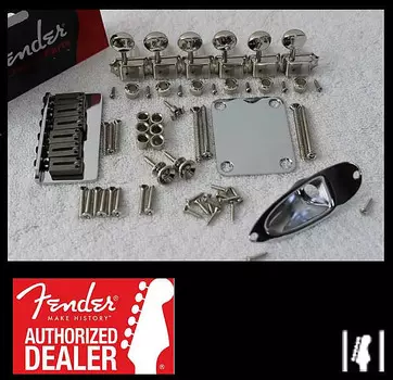 Новый набор оборудования Fender American Standard Hardtail Chrome Stratocaster с тюнерами 003-2909-049 003-2909-000 American Standard Stratocaster Hardtail Bridge Assembly