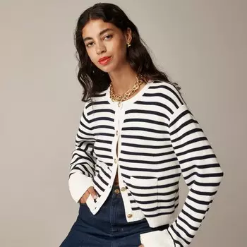 Новый свободный свитер emilie женская куртка в полоску J.Crew, синий
