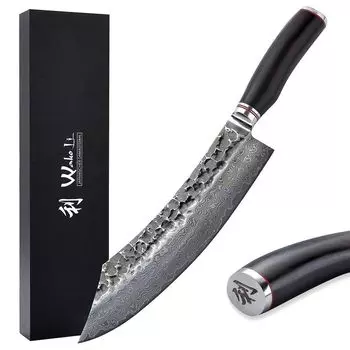 Нож дамасский блок Wakoli EBO I, лезвие 25 см, I рукоять из черного дуба