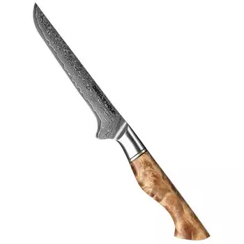Нож Devil's Hole Sycamore Damascus | Обвалочный нож 6,0 дюймов | 67 слоев | Ручка ручной работы Devils's Hole