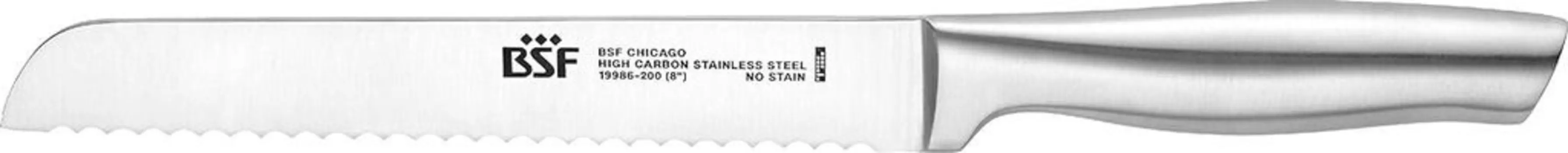 Нож для хлеба BSF Chicago, красный кухонный нож, 20 см, нержавеющая сталь, цвет серебро