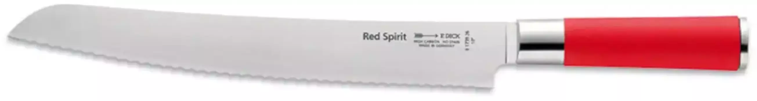Нож для хлеба F. DICK "Red Spirit", (1 шт.), 26 см, зубчатое лезвие Длина клинка 26 см., цвет edelstahlfarben/rot