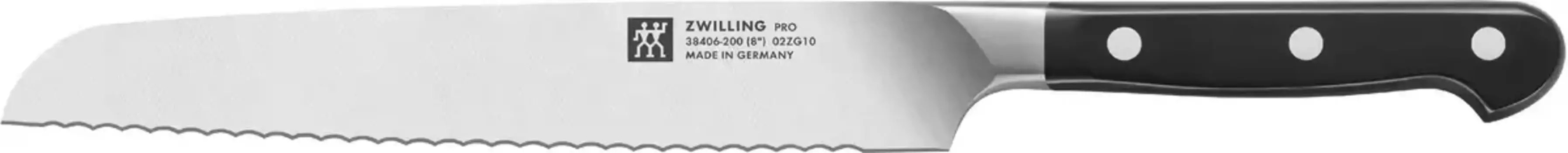 Нож для хлеба Zwilling "Pro", (1 шт.), длина лезвия 20 см Общая длина 32,5 см, Длина лезвия 20 см., черный