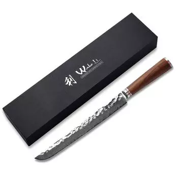 Нож для мяса дамасский из ореха Ваколи I лезвие 27,5 см I рукоять из орехового дерева Wakoli