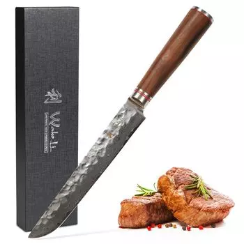 Нож для мяса из дамасского ореха Ваколи Танто I лезвие 20 см I ручка из орехового дерева Wakoli