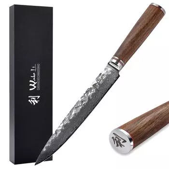 Нож для мяса из дамасского ореха Ваколи I лезвие 20 см I ручка из орехового дерева Wakoli