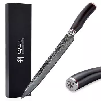 Нож для мяса Wakoli EBO Damascus I, лезвие 25 см, I ручка из черного дуба