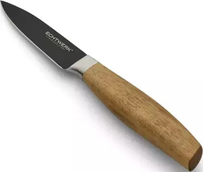 Нож для очистки овощей ECHTWERK "Classic", (1 шт.), изготовлен из высококачественной стали, нож для фруктов и овощей с ручкой из палисандра, 8,8см Общая длина 20,9 см, Длина клинка 8,8 см., черный