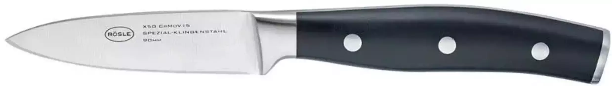 Нож для очистки овощей RSLE "Традиция", (1 шт.), кухонный нож для овощей и мяса, лезвие из специальной стали Общая длина 20,5 см, Длина клинка 9 см., серебристый/черный