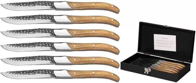 Нож для стейка Jay Hill Laguiole — Raw Black — Оливковое дерево — 6 шт