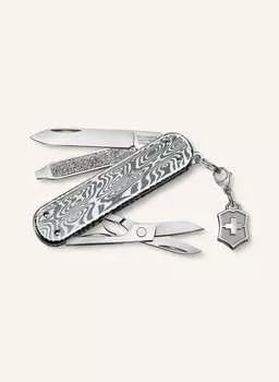 Нож карманный классический SD блестящий дамасский Victorinox, серебряный