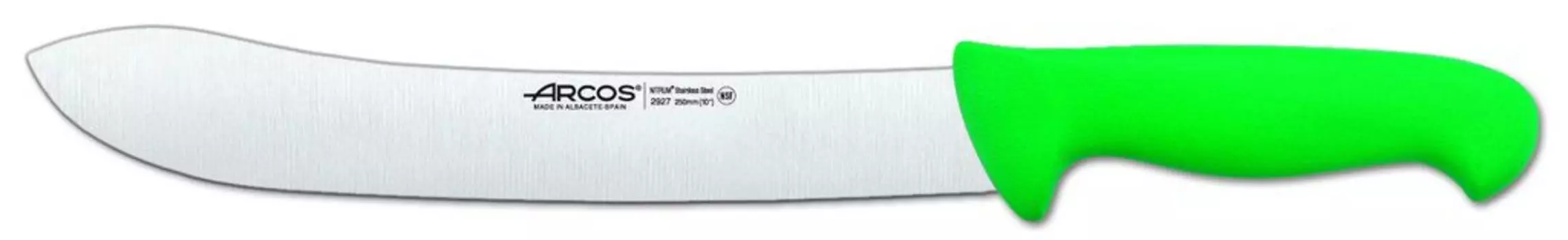Нож мясника Arcos цвет - Prof 292721 из нитрум нержавеющей стали и манго эргономичное лезвие из полипропилена зеленого цвета 25 см, витринный футляр