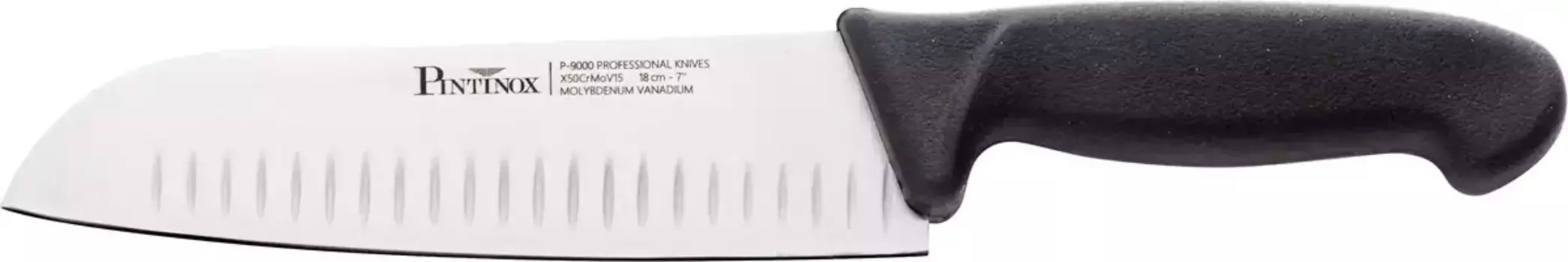 Нож PINTINOX Santoku "Coltelli P9000", (1 шт.), нержавеющая сталь/пластик, длина лезвия 18 см, можно мыть в посудомоечной машине Длина клинка 18 см., цвет edelstahlfarben/schwarz