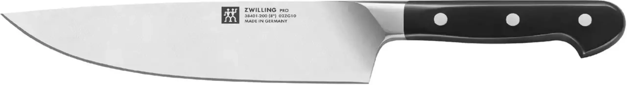 Нож поварской Zwilling "Профи", (1 шт.), длина лезвия 20 см Общая длина 33 см, Длина лезвия 20 см., черный