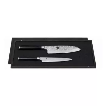 Нож универсальный KAI DMS-230 'Shun Classic' 15 см и Santoku 18 см, черный/серебристый, 2 предмета (1 комплект), серебро