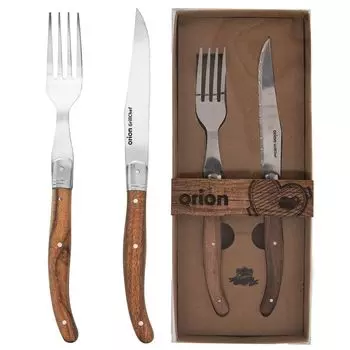 Нож + вилка Орион для СТЕЙКИ ПИЦЦЫ с зубчатым краем Orion