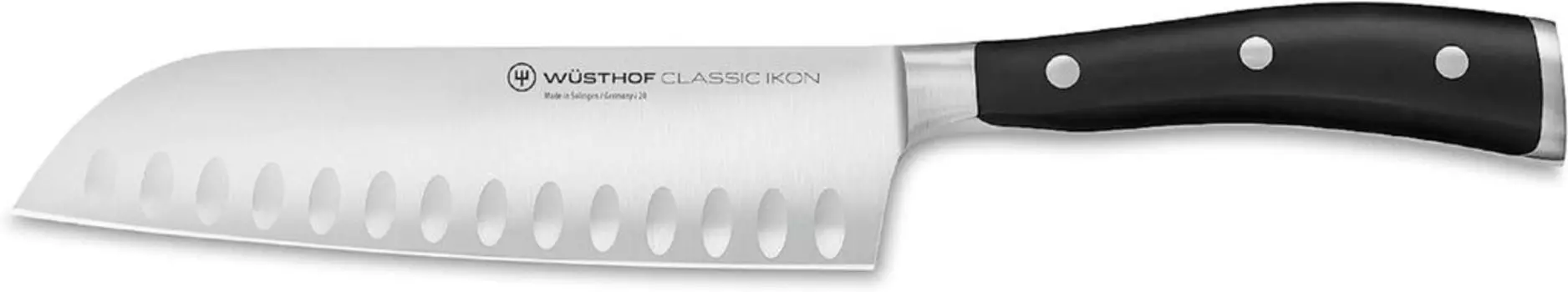 Нож Wsthof Solingen Classic Ikon Santoku, лезвие 17 см, зубчатый вырез