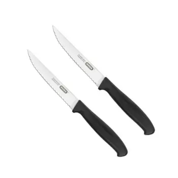 Ножи для стейка Mulex, (набор, 2 шт.), зубчатое лезвие, черный