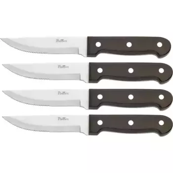 Ножи для стейка PINTINOX «P.Wood», (набор, 4 шт.), нержавеющая сталь, ручка из дерева Пакка, лезвие 12,3 см, цвет edelstahlfarben/dunkelbraun
