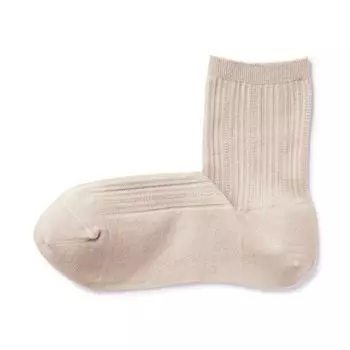 Ножки под прямым углом, мягкий вырез, короткие носки с рисунком (женские) MUJI, светло-бежевый