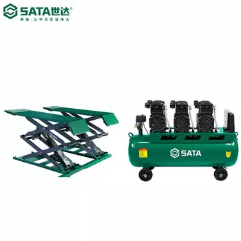 Ножничный подъемник SATA 3,6 тонны + воздушный компрессор AE5505-3 + AE5903-3 полный комплект машины + установка