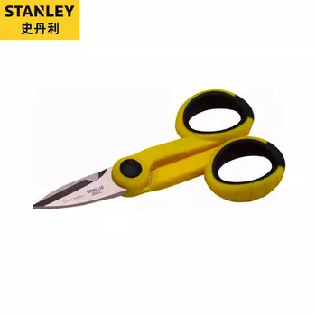 Ножницы для электрика Stanley с двухцветной ручкой, 140 мм, многофункциональные ножницы для электронных проводов и кабелей из нержавеющей стали 90-171-23C