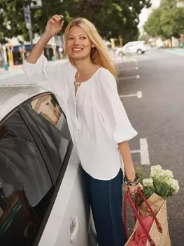 NRBY Annabel Мятый хлопковый топ с завязками на шее, белый