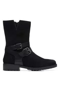 Ну сапоги из замши и кожи Clarks, черный