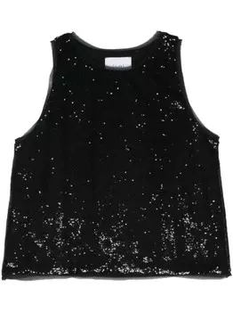 Nude блузка с пайетками, черный