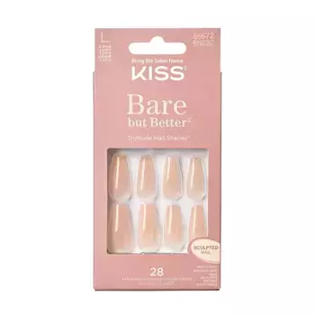 Нюдовые накладные ногти Bare But Better Nude Kiss, цвет drama long coffin