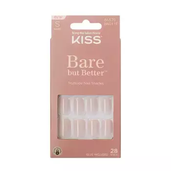 Нюдовые накладные ногти Bare But Better Nude Kiss, цвет short squoval
