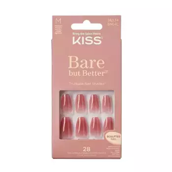 Нюдовые накладные ногти Bare But Better Nude Kiss, цвет medium coffin