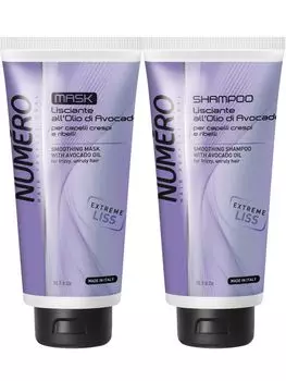 Numero Smoothing With Avocado Oil набор: разглаживающая маска для волос, 300 мл + шампунь для волос, 300 мл