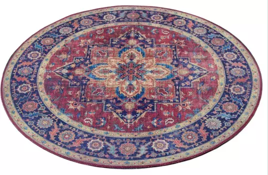 НУРИСТАН ковер "Антея", круглый, восточный, восточный, винтажный, гостиная, спальня, столовая NOURISTAN 160 см, цвет pflaume/rot