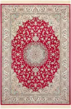 НУРИСТАН ковер "Antique Nain", прямоугольный, восточный с бахромой, восточный, гостиная, спальня, столовая NOURISTAN 135х195 см, зеленый/красный