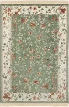 НУРИСТАН ковер "Orient Flowers", прямоугольный, восточный с бахромой, ориент, гостиная, спальня, столовая NOURISTAN 195х300 см, зеленый
