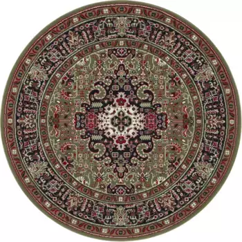 НУРИСТАН ковер "Сказар Исфахан", круглый, короткий ворс, восточный, ковер, винтаж, столовая, гостиная, прихожая NOURISTAN 160 см, зеленый