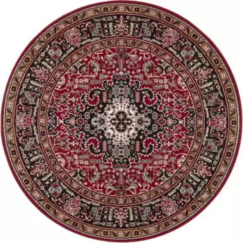 НУРИСТАН ковер "Сказар Исфахан", круглый, короткий ворс, восточный, ковер, винтаж, столовая, гостиная, прихожая NOURISTAN 160 см, красный/черный