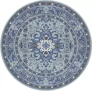 НУРИСТАН ковер "Сказар Исфахан", круглый, короткий ворс, восточный, ковер, винтаж, столовая, гостиная, прихожая NOURISTAN 160 см, цвет himmelblau