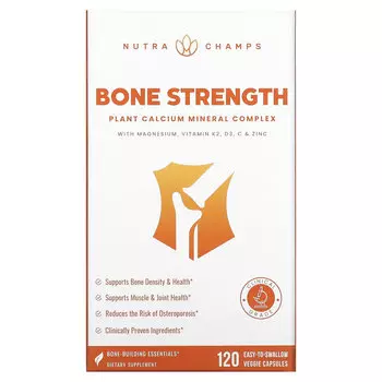 NutraChamps, Bone Strength, 120 растительных капсул, которые легко глотать