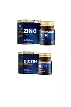 Nutraxin Цинковая добавка для здоровья кожи, волос и ногтей 15 мг 100 таблеток + биотин 5000 мкг 30 таблеток
