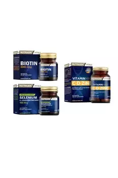 Nutraxin Максимум витаминов (C, d, цинк) 60 таблеток + селен 100 мкг 100 таблеток + биотин 5000 мкг 30 таблеток
