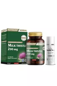 Nutraxin Расторопша пятнистая, 200 мг, 60 капсул, Добавка + очищающий гель для лица, 100 мл, подарок