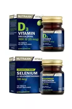 Nutraxin Витаминно-минеральная добавка Витамин D3 120 таблеток и селен 100 таблеток