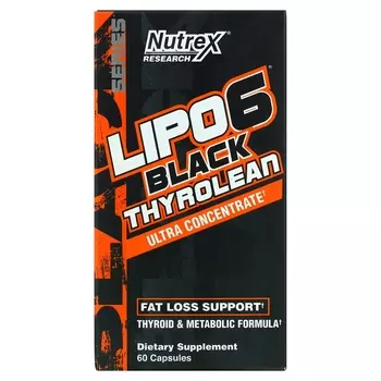 Nutrex Research LIPO-6 черный тиролин поддержка для снижения веса, 60 капсул