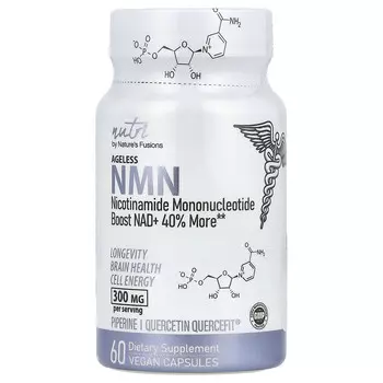 Nutri, Ageless NMN, 300 мг, 60 веганских капсул (150 мг на капсулу)