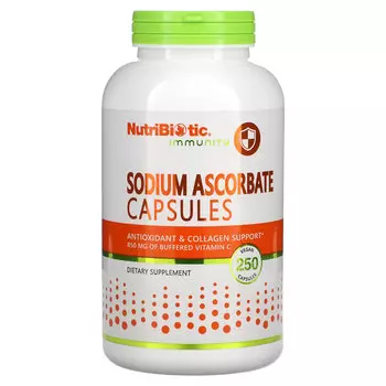 Аскорбат натрия NutriBiotic, Immunity Sodium Ascorbate, 250 растительных капсул