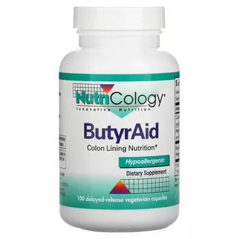 Nutricology, ButyrAid, 100 вегетарианских капсул с отсроченным высвобождением