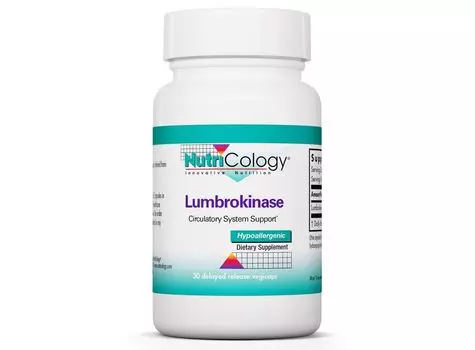 Nutricology, Люмброкиназа, 30 вегетарианских капсул с замедленным высвобождением