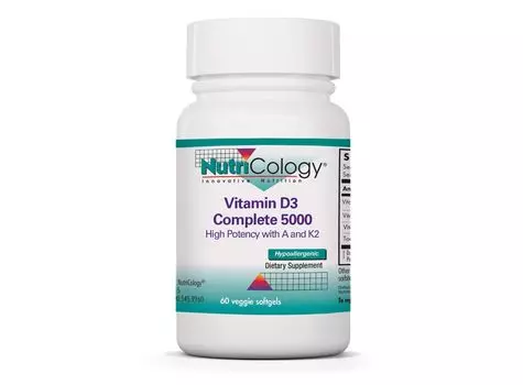 Nutricology, Витамин D3 Complete 5000, 60 мягких таблеток